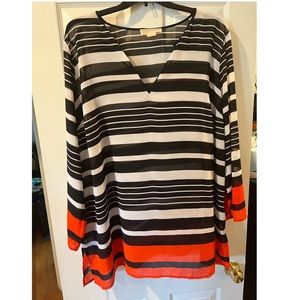 3X || Michaels Kors || Striped Sheer Top